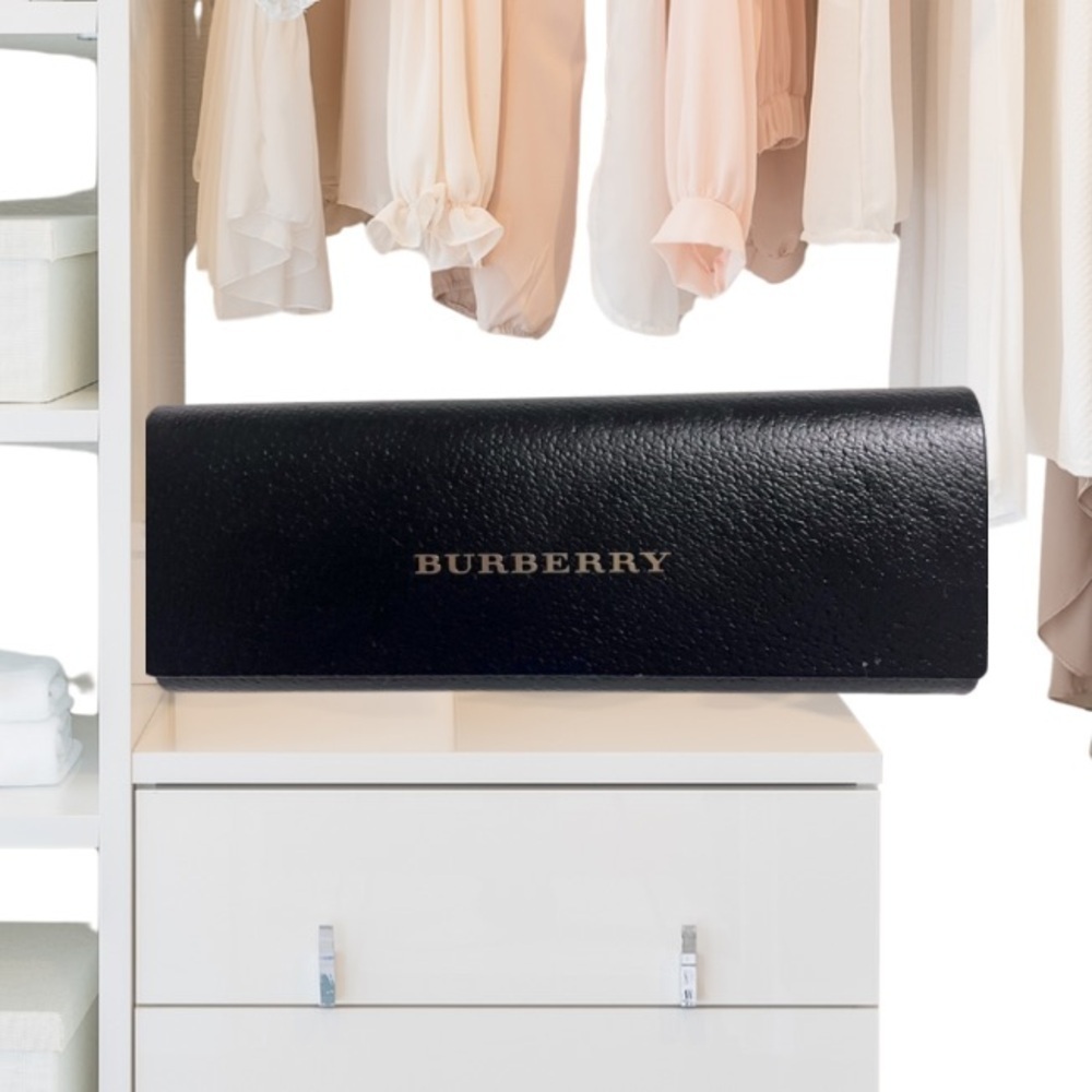 Burberry Sunglasses Eyeglasses Black Leather Hard Case Magnetic Close